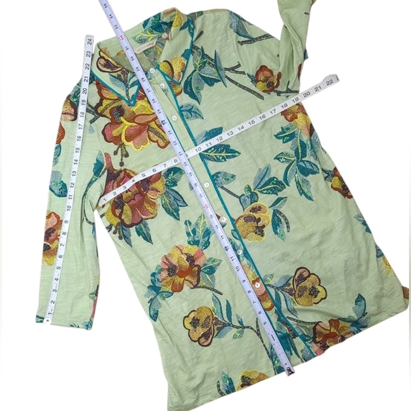 Soft Surroundings Elena Tropical Floral Mix Media Tunic Top Size Medium - Picture 12 of 15